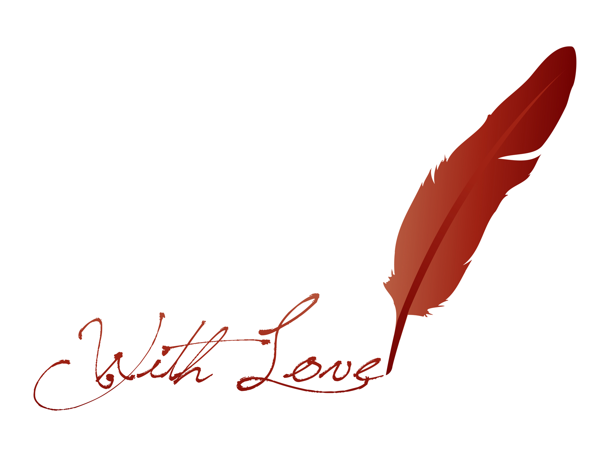 Red feather pen writing "With Love" in blood